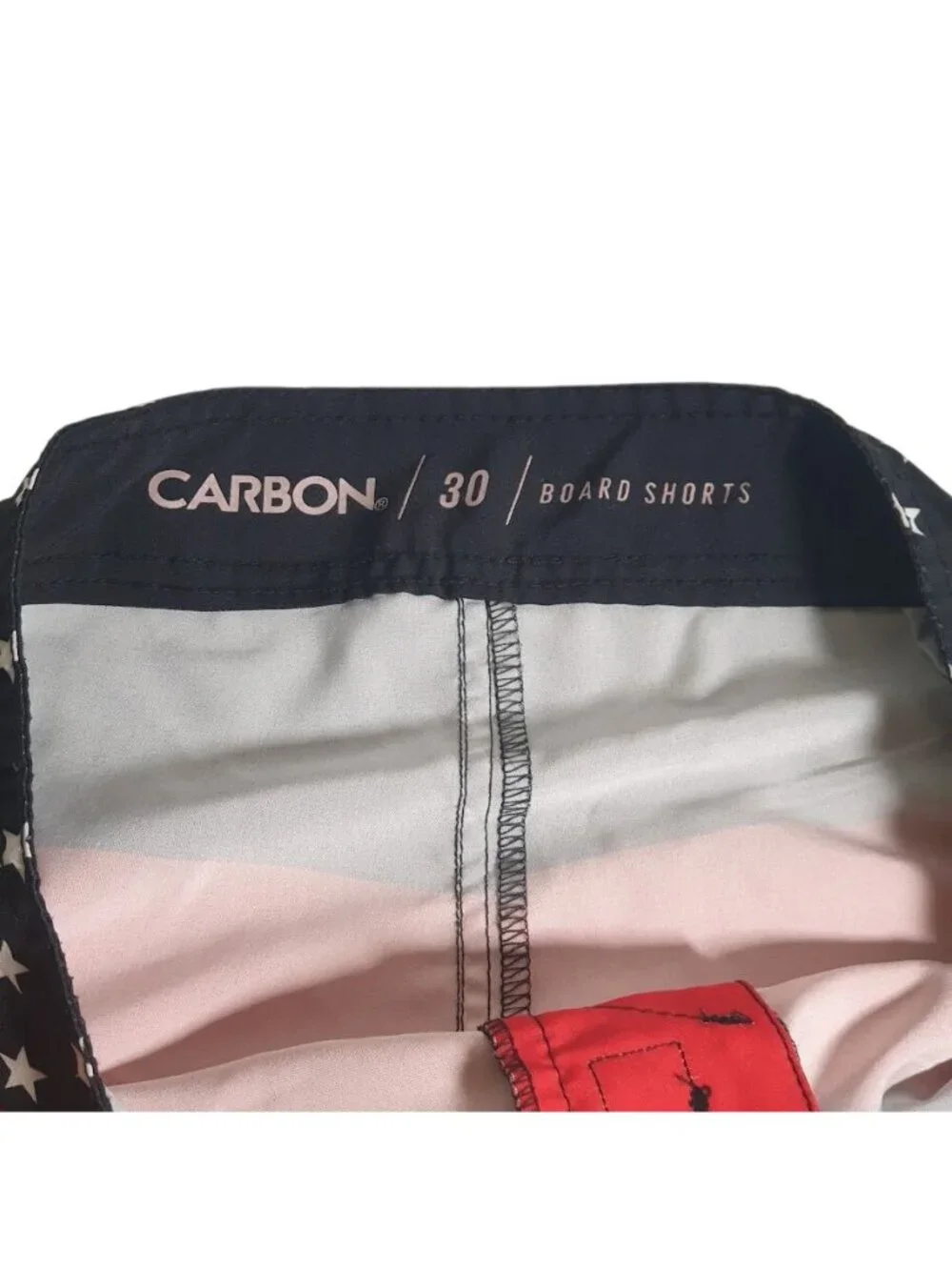 Carbon Rasta Board Shorts Mens Size 30 Colorblock Waist Pocket Beach Island Pool